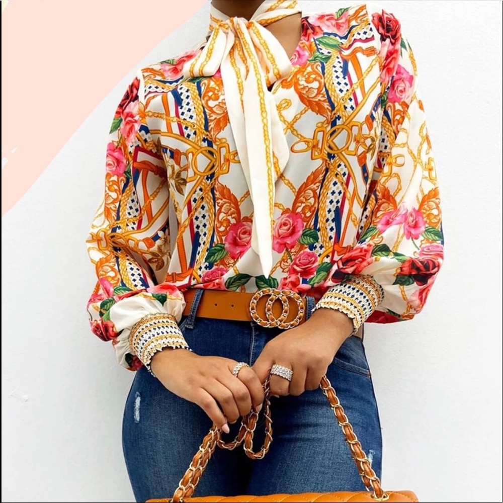 Scarf neck blouse